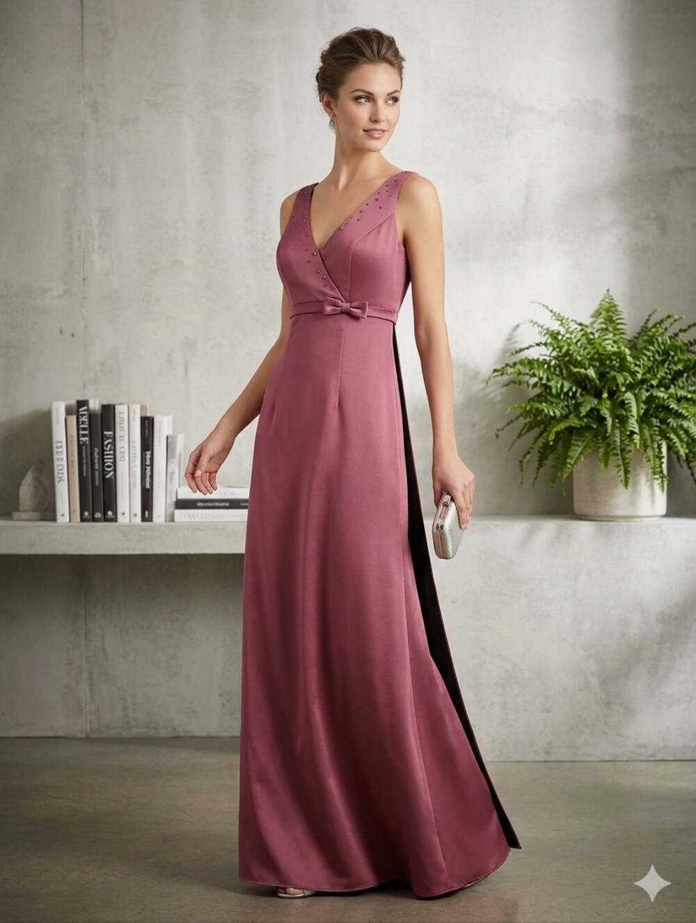 Mori Lee Sleeveless V-Neck Maxi Dress in Wine